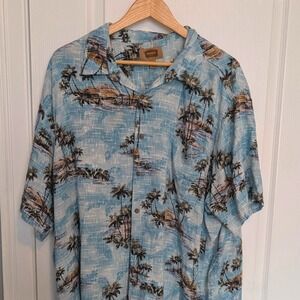 Mens 3XLT Blue Tropical Palm Tree Hawaiian Shirt Tall The Foundry Supply Co